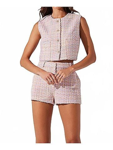 Astr Wynn Tweed Vest in Pink (view 2)