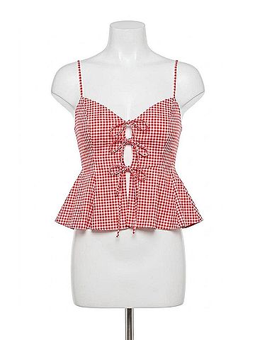 Astr Alma Gingham Top in Red (view 1)