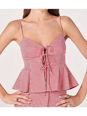 Astr Alma Gingham Top in Red (view 2)
