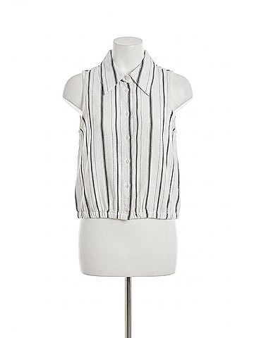 Tribal Sleeveless Striped Blouse in White/Black (view 1)
