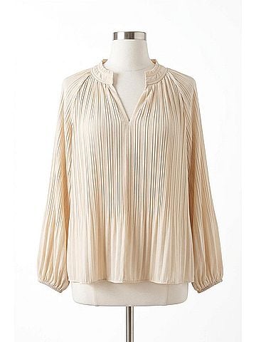 Tribal Long Sleeve Blouse With Ruffle Collar in Moonstone (view 1)