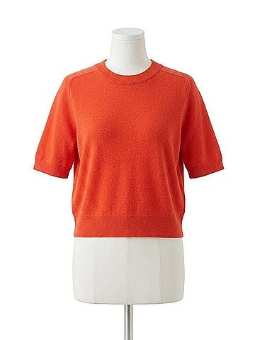 White + Warren Cashmere Relaxed T-Shirt in Poppy (view 1)