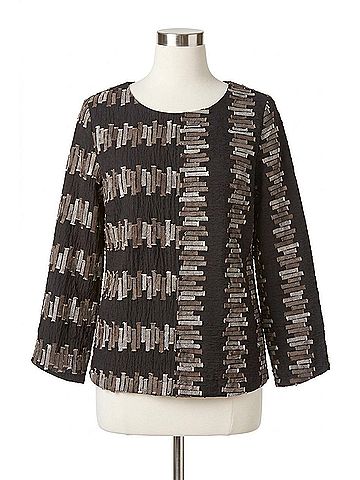 Habitat Embroidered Cotton Button Back Pullover Top in Black (view 1)