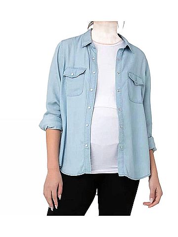 Ripe maternity Bec Chambray Shirt in Clean Fade (view 2)
