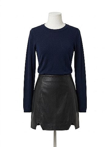 Fifteen Twenty Long Sleeve Side Shirred Top in Navy (view 1)