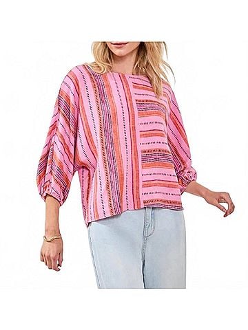 Tribal Dolman Stripe Blouse in Pink (view 2)