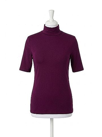 Tribal Fen French Terry Elbow Sleeve Top in Dark Plum (view 1)