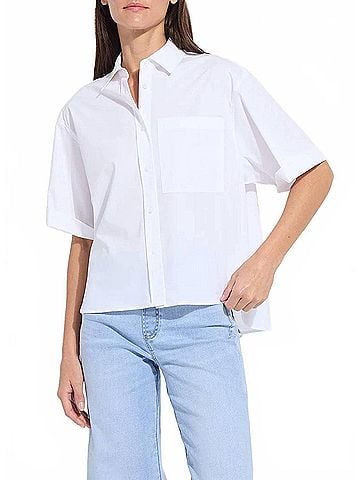 Lyssé Corinna Oversized Cropped Shirt in White (view 2)