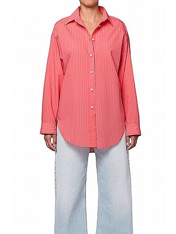 AGOLDE Sona Long Sleeve Shirt in Fontana Stripe/Candy (view 2)