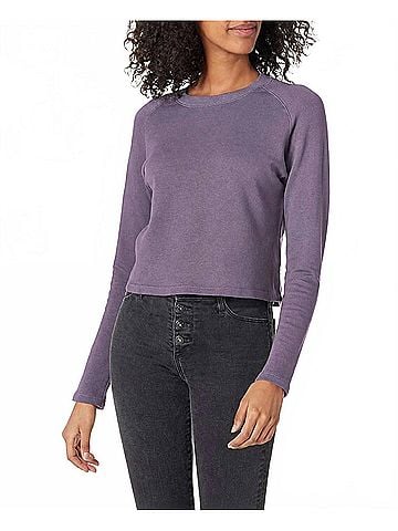 Monrow Supersoft Cropped Sweatshirt in Misty Lilac (view 2)