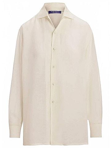 Ralph Lauren Women's Capri Relaxed Fit Linen Voile Shirt in Lux Cream (view 1)