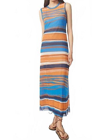 Gilner Farrar Amara Dress in Orange Blue Stripe (view 2)