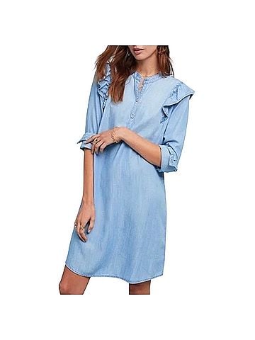 Cloth & Stone Cloth &amp; Stone Ruffled Chambray.
Shirtdress Casual Dress (view 1)