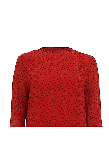 Ganni Ganni Mullin Polka Dot Print Georgette Dress In Red Viscose (view 2)