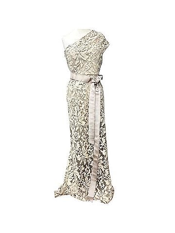 Tadashi Shoji Embroidered Lace One Shoulder Gown Cocktail Dress (view 1)