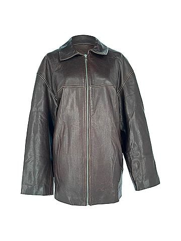Nour Hammour Nour Hammour Zip-Up Jacket in Brown Lambskin Leather (view 1)