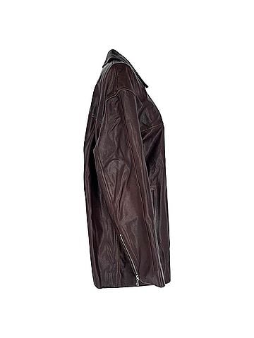 Nour Hammour Nour Hammour Zip-Up Jacket in Brown Lambskin Leather (view 2)