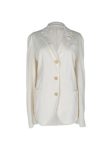 Loro Piana Loro Piana Button-Down Blazer in White Cotton (view 1)