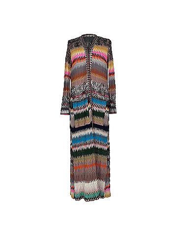Missoni Missoni Chevron Knitted Long Cardigan in Multicolor Viscose (view 1)