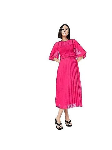 ASOS Textured Pleated Shirred Midi Dress Cocktail Dress (view 1)