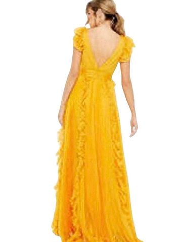 Mac Duggal Mac Duggal Marigold Ruffle
Chiffon Pleated Dress Sz 10 49539 NWT $598 Cocktail Dress (view 2)