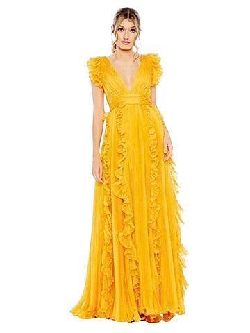 Mac Duggal Mac Duggal Marigold Ruffle
Chiffon Pleated Dress Sz 10 49539 NWT $598 Cocktail Dress (view 1)