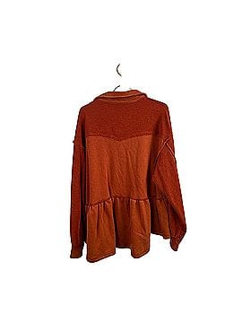 Pol Oversized Button-Front Peplum Jacket Sweatshirt (view 2)