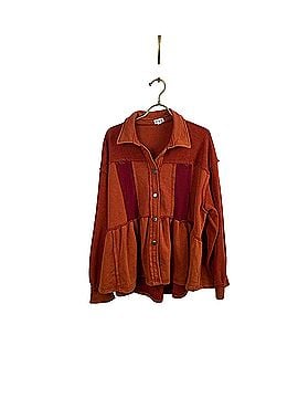 Pol Oversized Button-Front Peplum Jacket Sweatshirt (view 1)