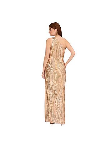 Adrianna Papell Champagne Gold Sequin Dress Cocktail Dress (view 2)