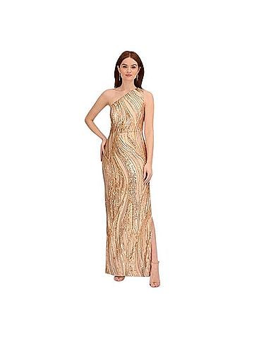 Adrianna Papell Champagne Gold Sequin Dress Cocktail Dress (view 1)