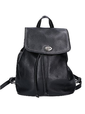 Coach COACH F24385 Leather Mini Backpack, Black, Women's (view 1)