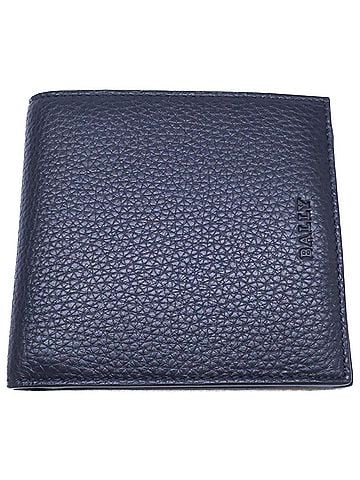Bally BALLY MYIE Embossed Logo Grain Calf Bi-fold Compact Wallet (with coin purse) Dark Navy Men's (view 1)