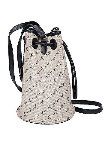 Stella McCartney STELLA McCARTNEY 557917 W8437 Monogram Canvas Eco-Leather Bucket Shoulder Bag Beige Black Women's (view 2)