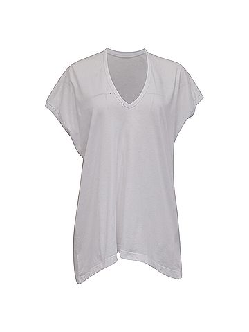 Dries Van Noten Dries Van Noten V-Neck Loose T-Shirt in White Cotton (view 1)