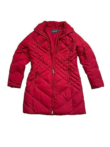 Eddie Bauer puffy essential goose down Parka quilted chevron Coat (view 1)