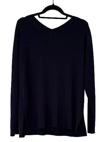 Lafayette 148 New York Ribbed V Neck Sweater Pullover Sweater (view 2)