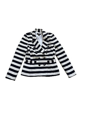 Halogen X Atlantic-Pacific Striped Nautical double breasted preppy Blazer (view 1)