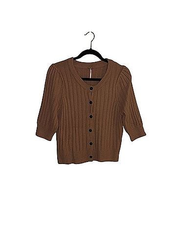Free People Tan Ribbed Cardigan Cardigan (view 1)