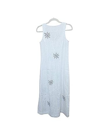 Madewell Linen Embroidered Midi Dress Casual Dress (view 2)