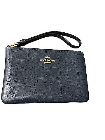 Coach Signature C Corner Zip Wristlet Leather Clutch (view 1)