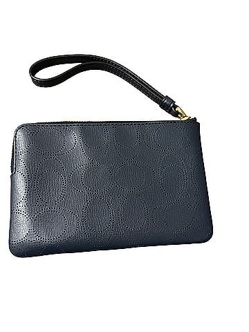 Coach Signature C Corner Zip Wristlet Leather Clutch (view 2)