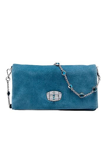 Miu Miu Suede Crystal Chain Satchel (view 1)