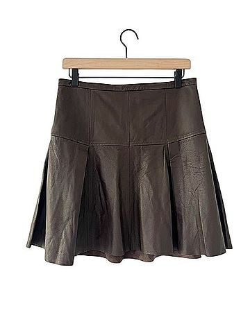Halston Heritage Pleated Leather Skirt (view 1)