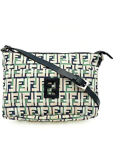 Fendi Fendi Zucca bag, shoulder nylon and leather, navy, ivory, green. (view 1)