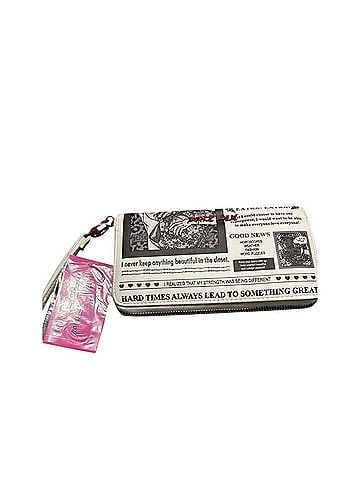 Betsey Johnson Times Newspaper Print Zip Around Wallet Wristlet Wallet (view 1)