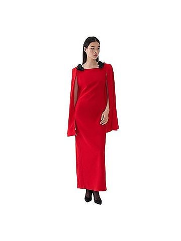 Nocturne Cape Sleeve Maxi Dress Cocktail Dress (view 1)