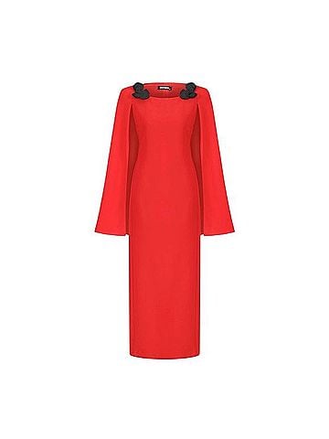 Nocturne Cape Sleeve Maxi Dress Cocktail Dress (view 2)
