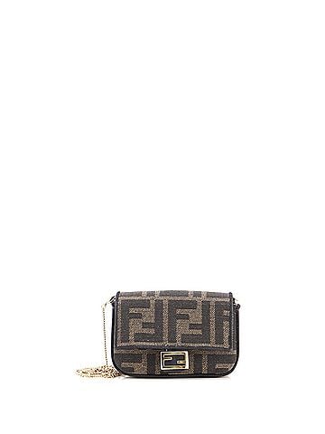 Fendi Chain Baguette Charm Bag Zucca Coated Canvas Nano (view 1)