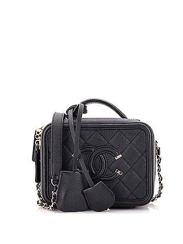 Chanel Filigree Vanity Case Quilted Caviar Small (view 1)