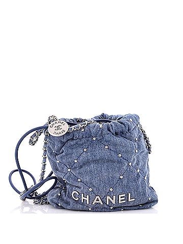 Chanel 22 Chain Hobo Quilted Studded Denim Mini (view 1)